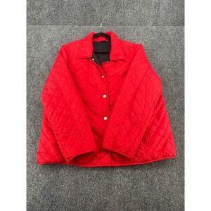 Outbound Quilted Jacket Women 1X Red Snap Front Lightweight Diamond Puffer Coat